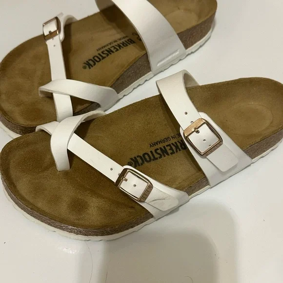 Birkenstock White and Tan Sandals - Picture 2 of 3